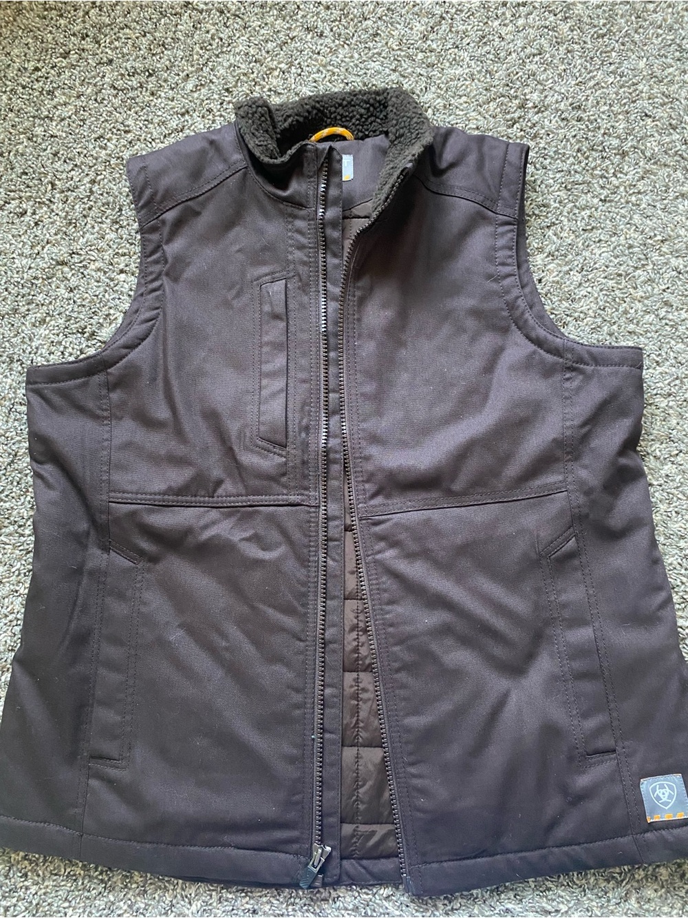 Ariat Brown Sherpa-Lined Quilted Outdoor Vest